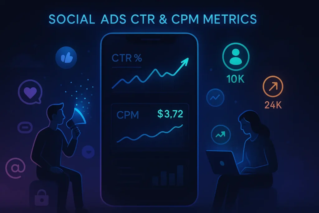 Meta and TikTok CTR and CPM comparison for Search Arbitrage campaigns.